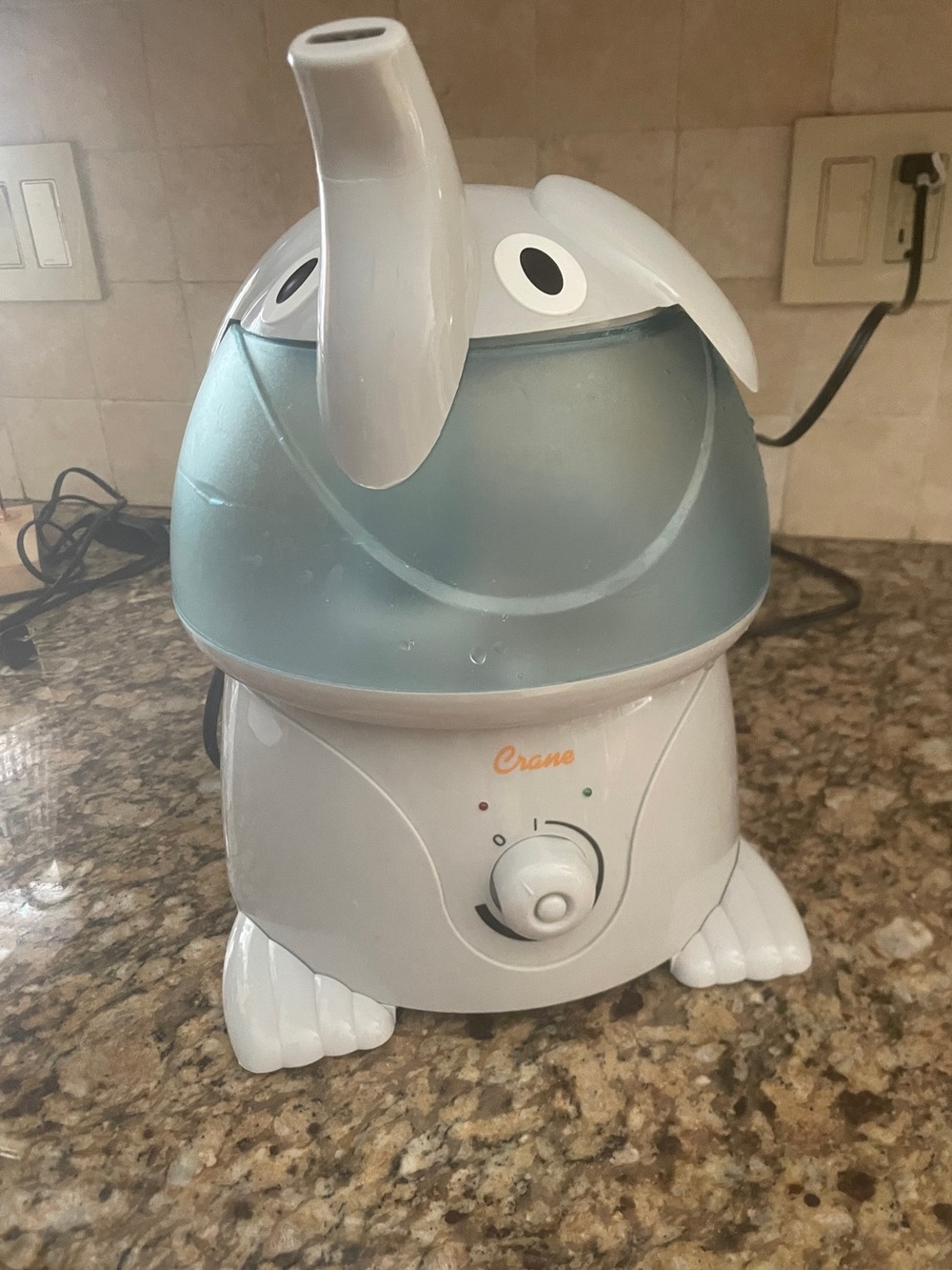Crane Elephant Humidifier - White and Light Blue